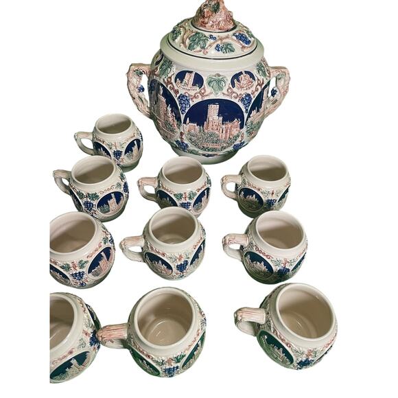 Vintage German Castle Stoneware Punchbowl/Tureen Set - Picture 8 of 8